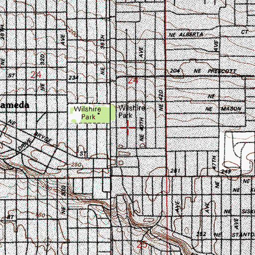 Topographic Map of Wilshire United Methodist Church, OR