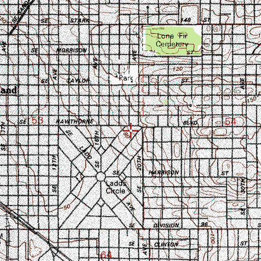 Topographic Map of Wings of Healing Portland Temple, OR