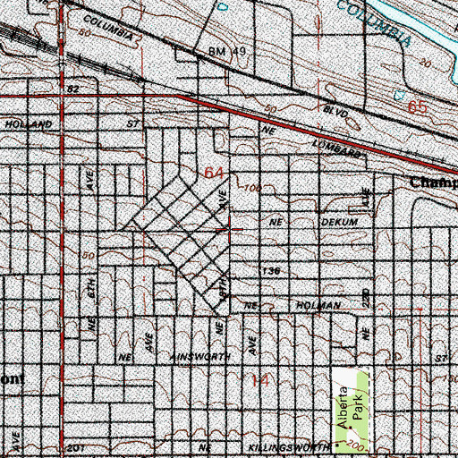 Topographic Map of Woodlawn Methodist Church, OR