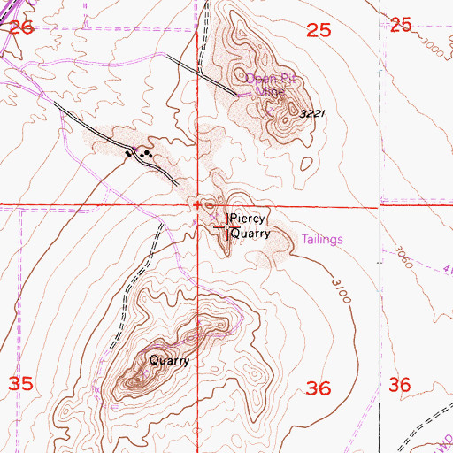 Topographic Map of Piercy Quarry, CA