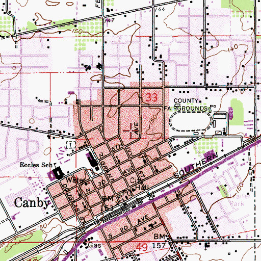 Topographic Map of Zion Worship Center, OR