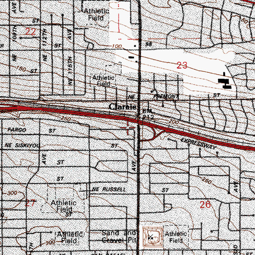 Topographic Map of Interchange 10, OR