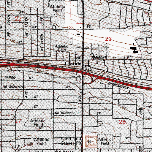 Topographic Map of Interchange 10, OR