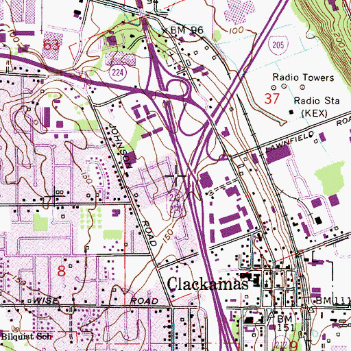 Topographic Map of Interchange 13, OR