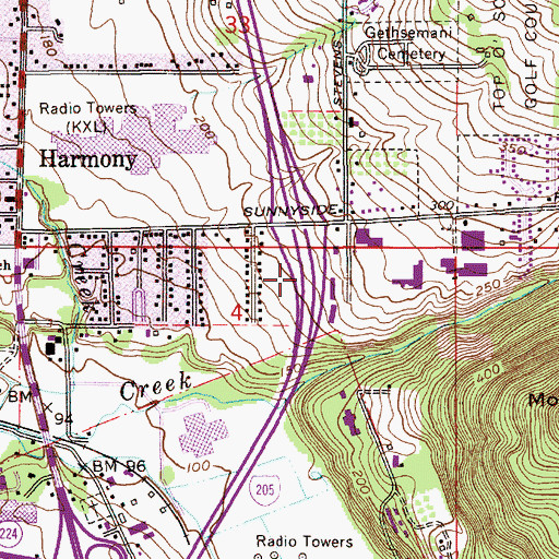 Topographic Map of Interchange 14, OR