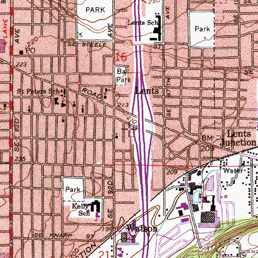 Topographic Map of Interchange 17, OR