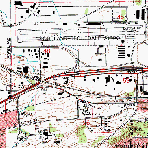 Topographic Map of Interchange 17, OR