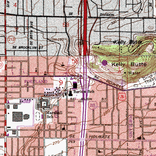 Topographic Map of Interchange 19, OR