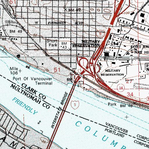 Topographic Map of Interchange 1A, WA