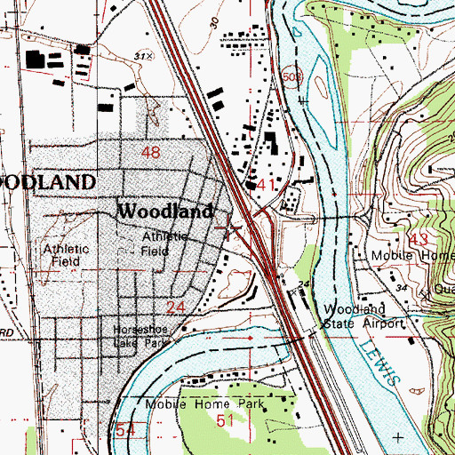 Topographic Map of Interchange 21, WA
