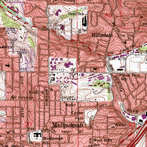 Topographic Map of Mittleman Jewish Community Center, OR