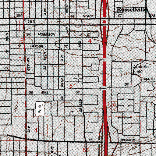 Topographic Map of Montavilla Baptist Church, OR