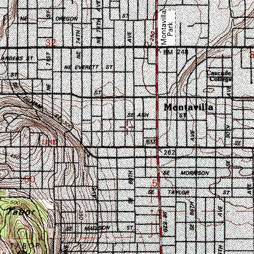 Topographic Map of Montavilla United Methodist Church, OR