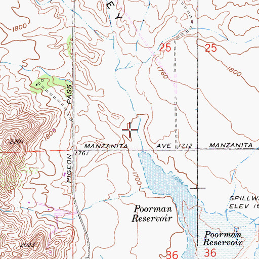 Topographic Map of Pigeon Pass Valley, CA
