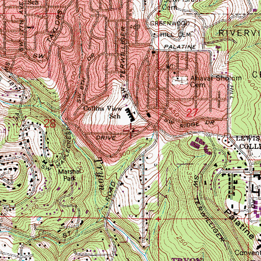 Topographic Map of Mount Carmel Lutheran Church, OR