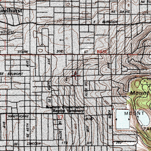 Topographic Map of Mount Tabor Presbyterian Church, OR