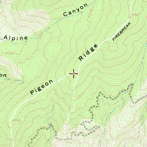 Topographic Map of Pigeon Ridge, CA