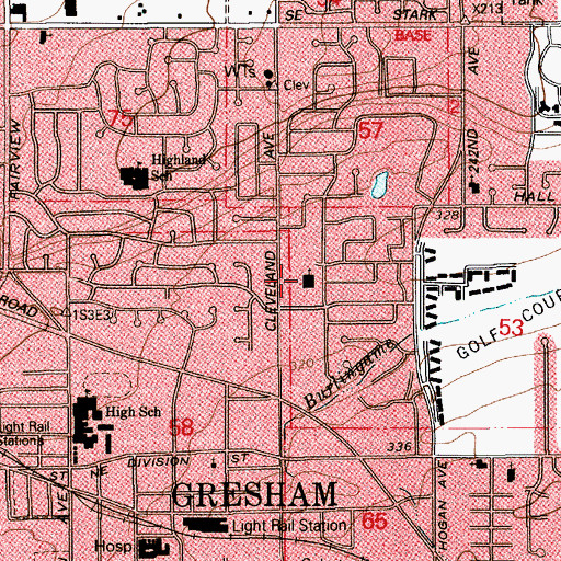 Topographic Map of Mountainview Christian Church, OR