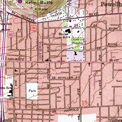 Topographic Map of Multnomah Holiness Association, OR