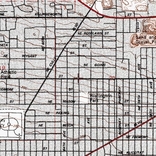 Topographic Map of Northeast Baptist Church, OR