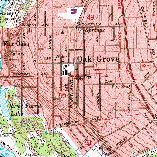 Topographic Map of Oak Grove United Methodist Church, OR