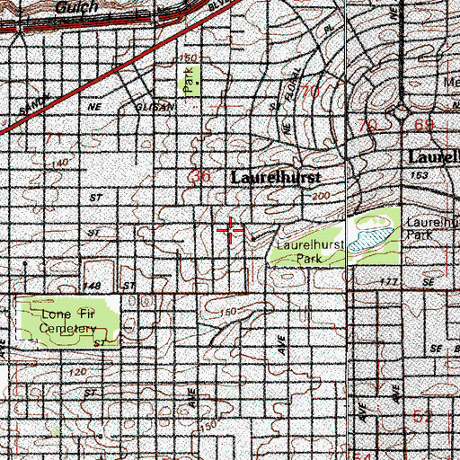 Topographic Map of Old Laurelhurst Church, OR