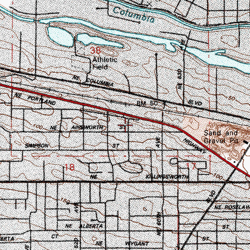 Topographic Map of Parkrose Deliverance Tabernacle, OR