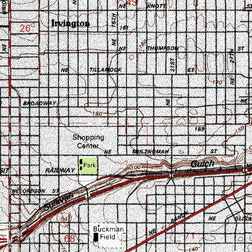 Topographic Map of Grace Memorial Episcopal Church, OR