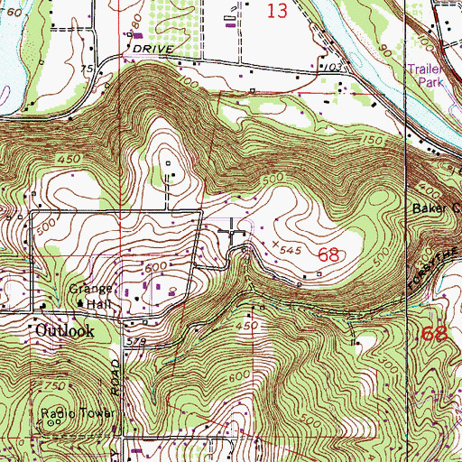 Topographic Map of Great Day Fellowship Church, OR