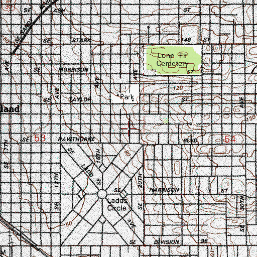 Topographic Map of Hinson Memorial Baptist Church, OR