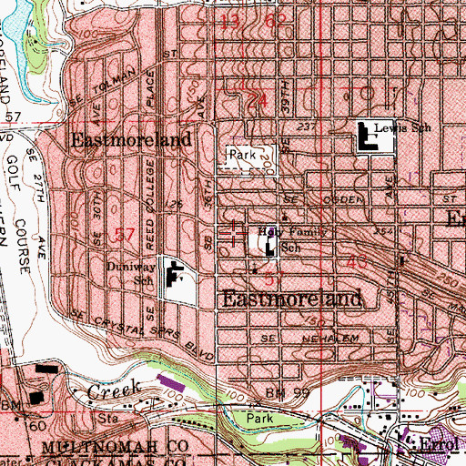 Topographic Map of Holy Family Church, OR