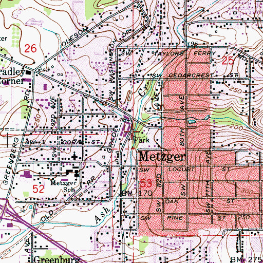 Topographic Map of Hosanna Christian Fellowship Church, OR