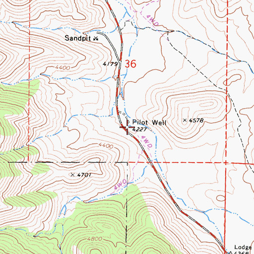 Topographic Map of Pilot Well, CA