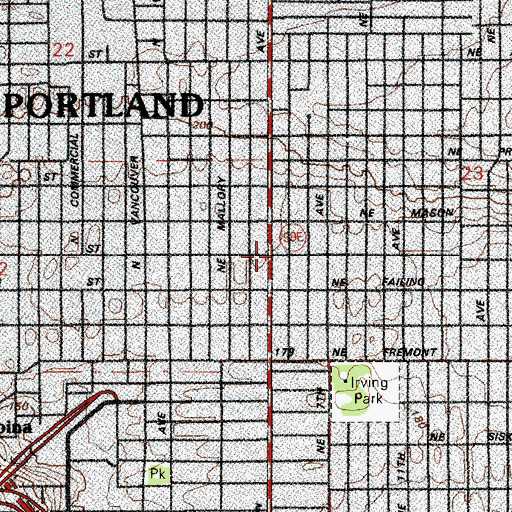 Topographic Map of Irvington Covenant Church, OR