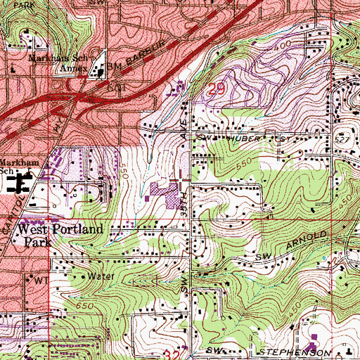 Topographic Map of Jackson Baptist Church, OR