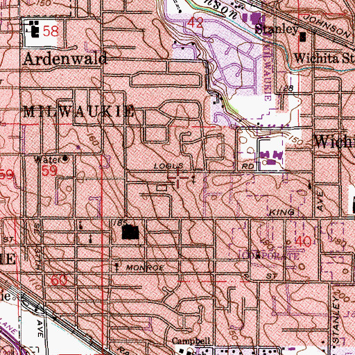 Topographic Map of Kairos-Milwaukie United Church of Christ, OR
