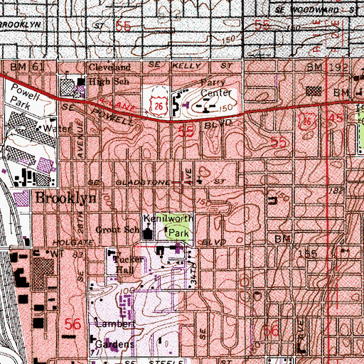 Topographic Map of Kenilworth Presbyterian Church, OR