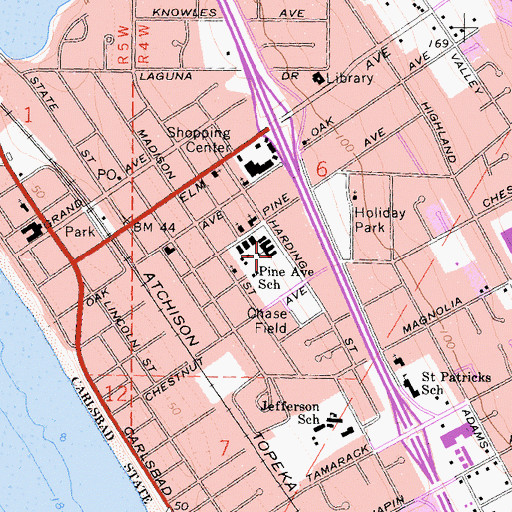 Topographic Map of Pine Elementary School, CA