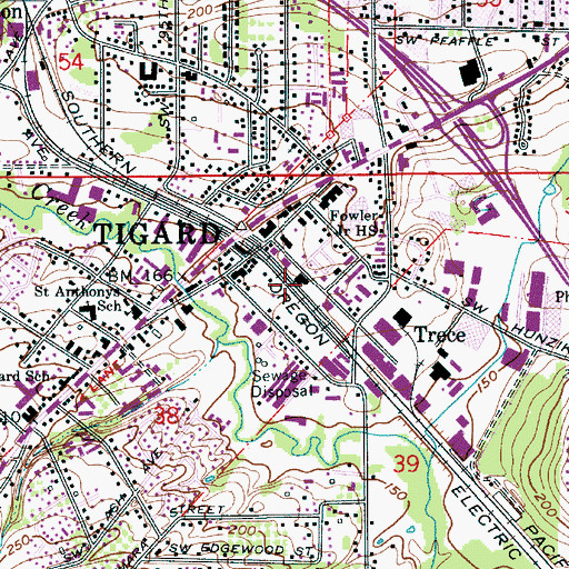 Topographic Map of Portland Faith College, OR
