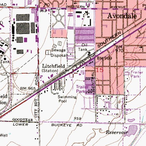 Topographic Map of Byrds Mobile Park, AZ