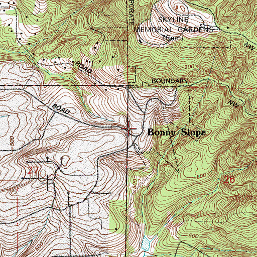 Topographic Map of Terra Nova High School, OR