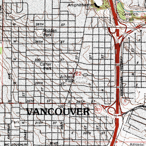 Topographic Map of Vancouver School of Arts and Academics, WA