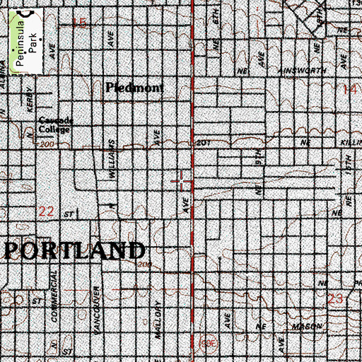 Topographic Map of Victory Middle School (historical), OR