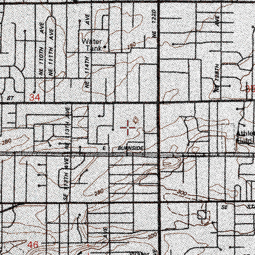 Topographic Map of Glisan Street Station Shopping Center, OR