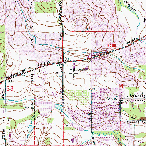 Topographic Map of Greenway Town Center Shopping Center, OR