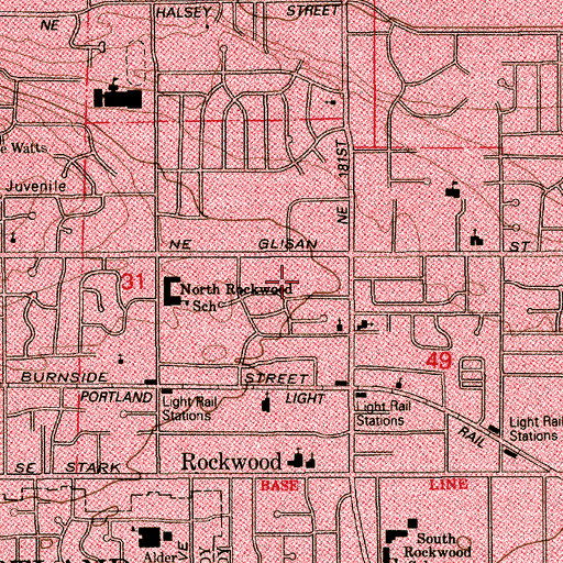 Topographic Map of Halsey Crossing Shopping Center, OR