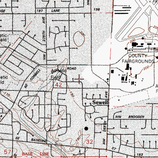 Topographic Map of Hillsboro Plaza Shopping Center, OR