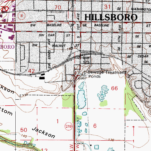 Topographic Map of Hillsboro Wastewater Treatment Facility, OR