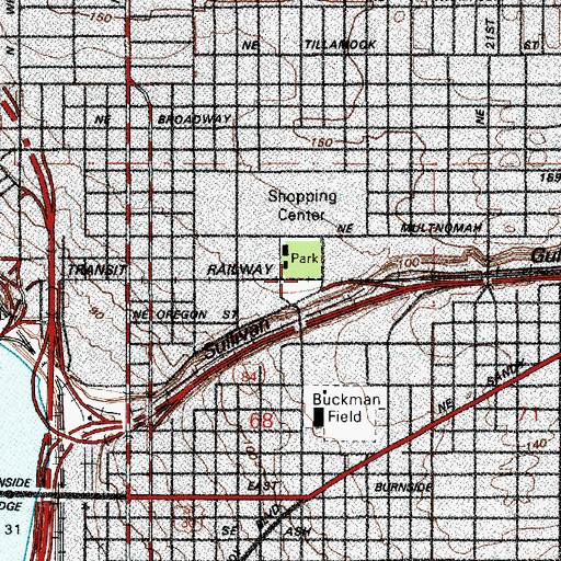 Topographic Map of Holladay West Park Station, OR