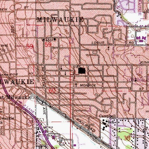 Topographic Map of King Road Center Shopping Center, OR